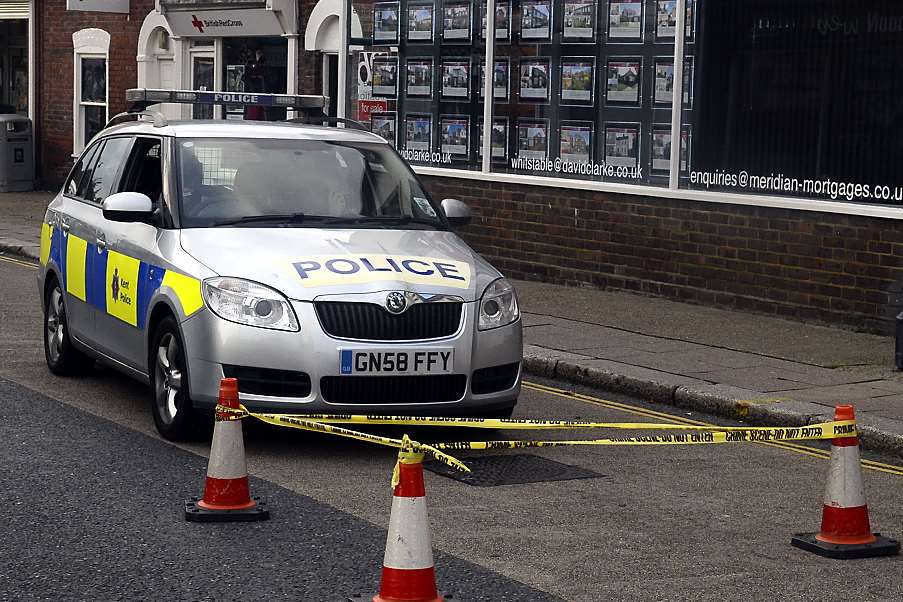 A police car at the scene of the attack