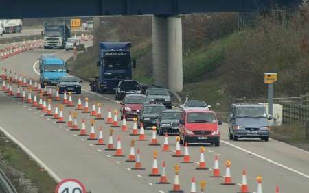 SUCCESS: Operation Stack's new contrflow system on the London-bound carriageway. Picture: GARY BROWNE