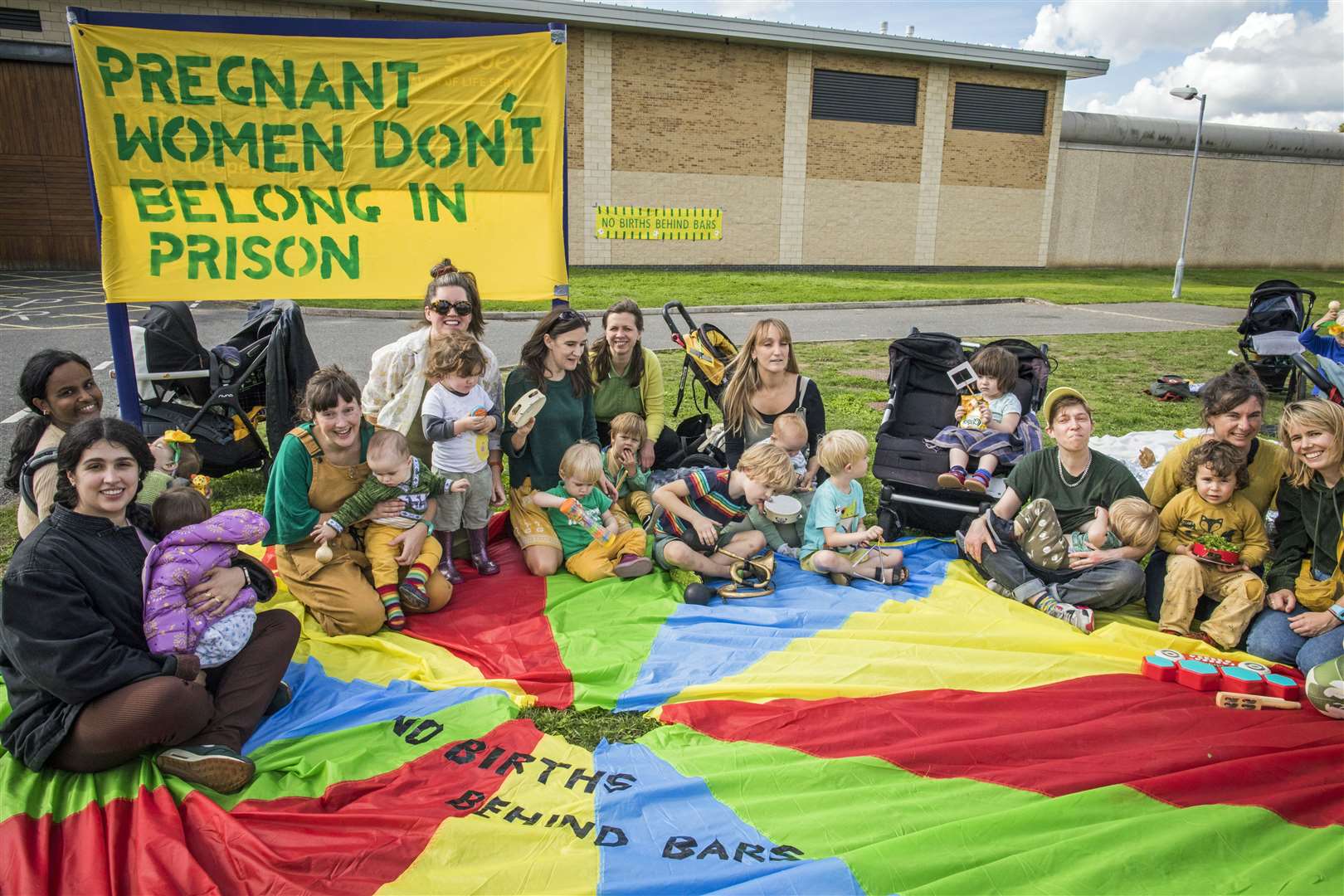 No Babies Behind Bars campaign group staging a protest outside of HMP Bronzefield (Elizabeth Dalziel/PA)