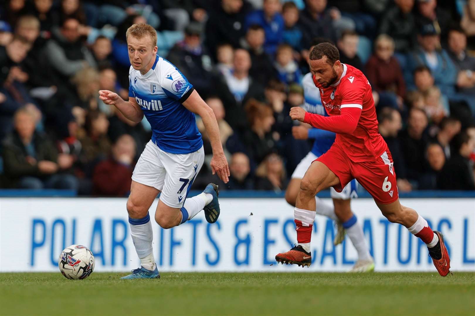 George Lapslie drives forward as Gillingham take on Grimsby Picture: Beau Goodwin