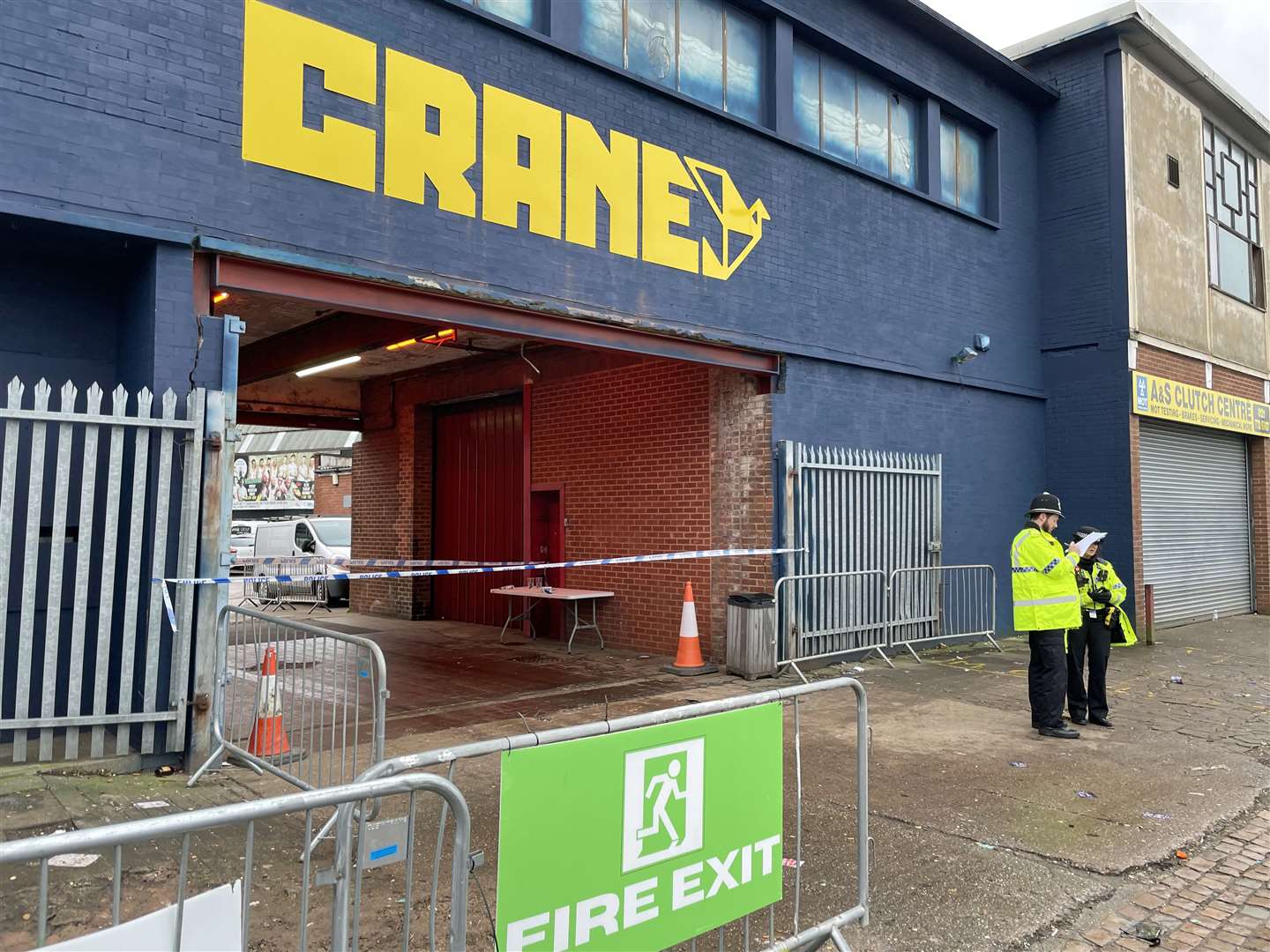 Police outside the Crane club a day after the alleged murder (Phil Barnett/PA)