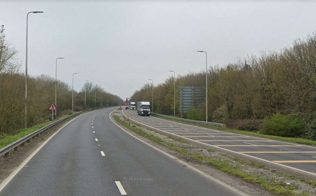 The A2 between Whitfield and Lydden, near Dover, will be closed overnight this weekend. Picture: Google