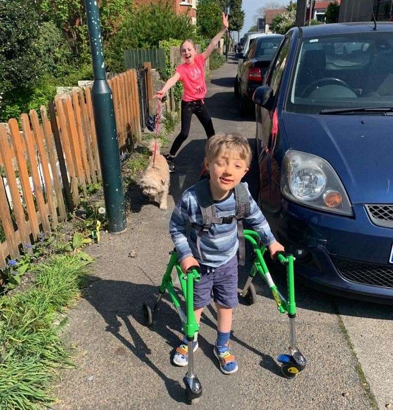 Wilber Turpin on his fundraising walk for the NHS, with his sister Alexa