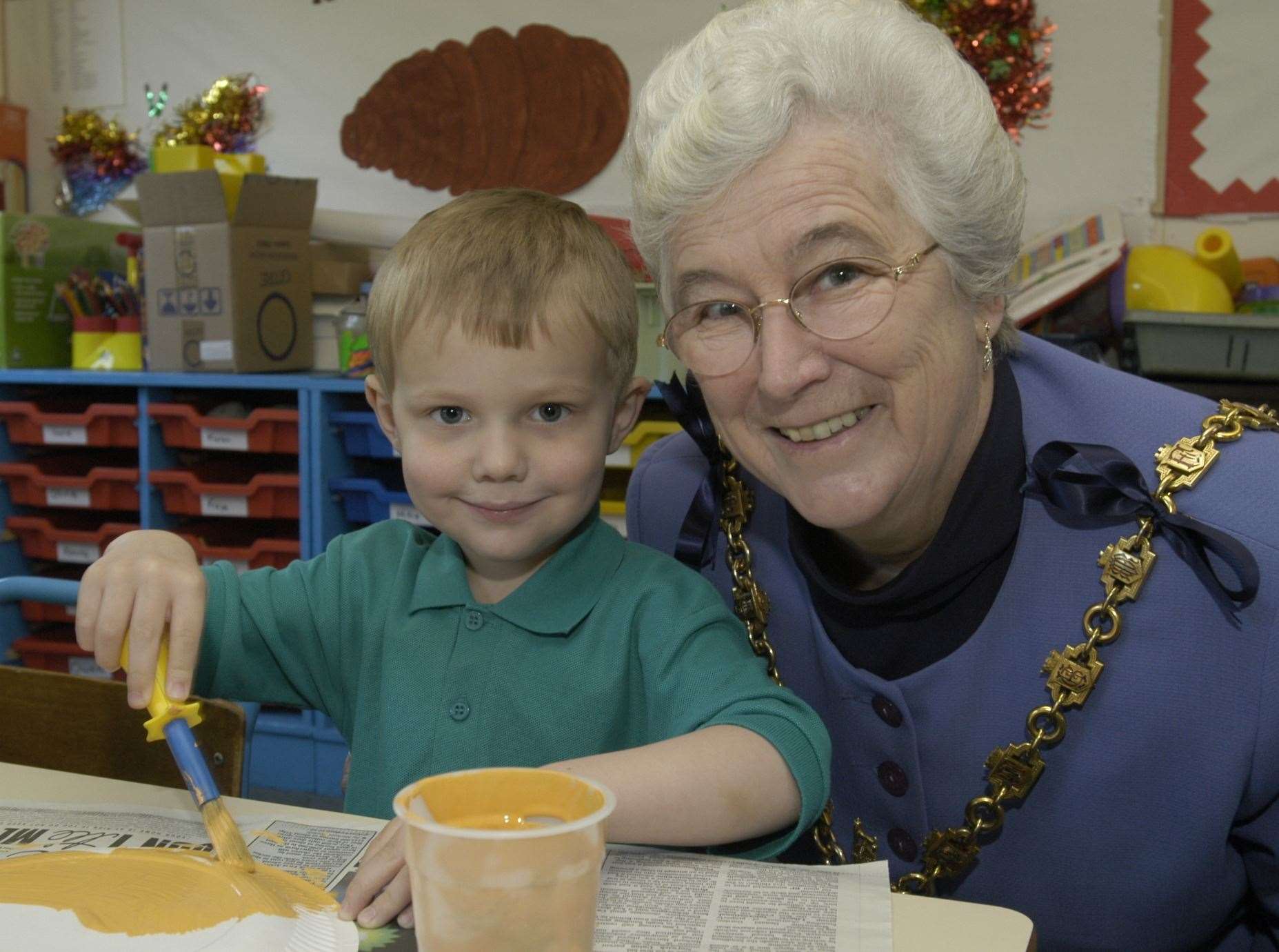 Mrs Palmer visiting St Nicholas Primary School in 2003, when she was mayor of New Romney