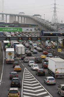 Queues at the Dartford crossing toll booths