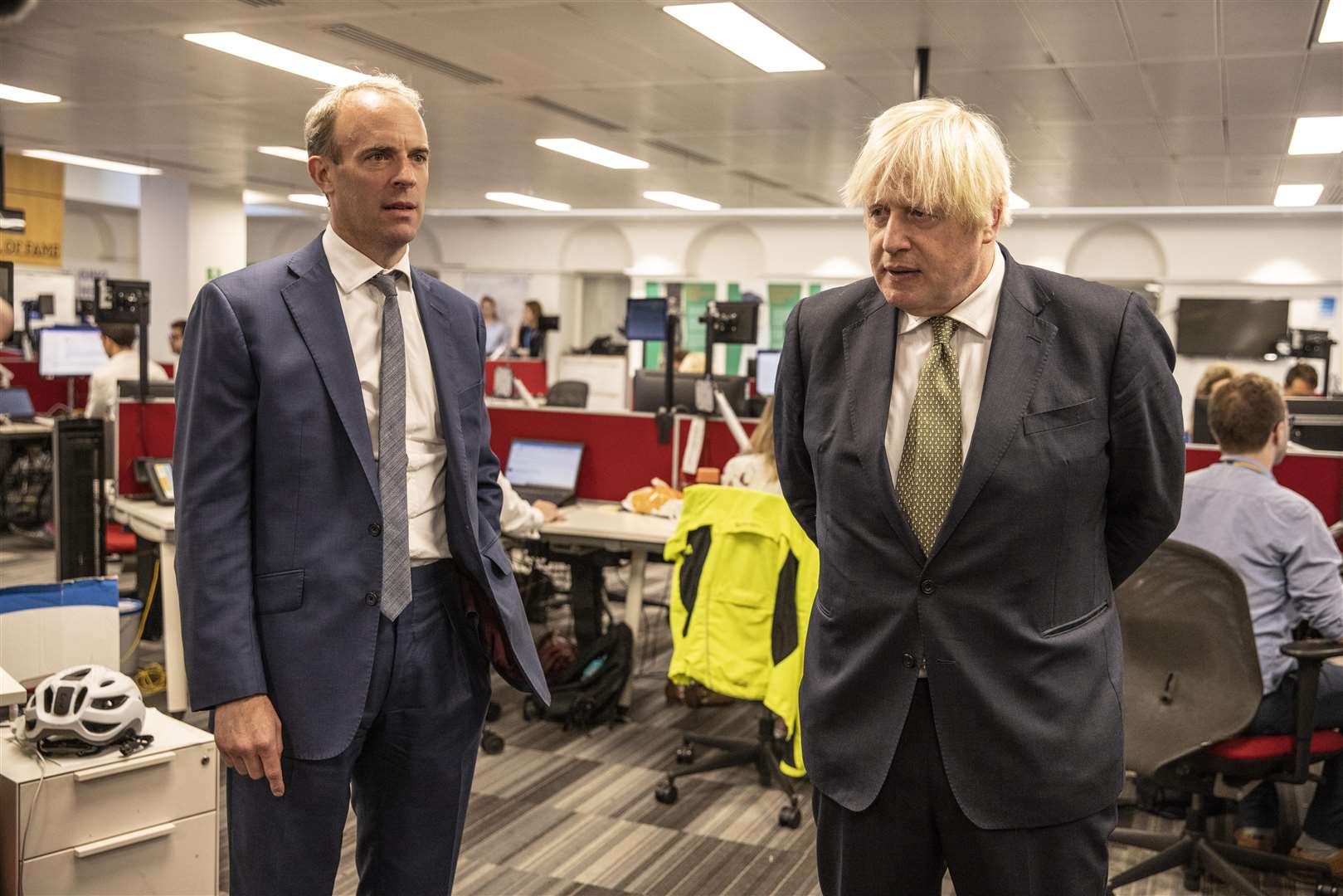 Prime Minister Boris Johnson and Foreign Secretary Dominic Raab visiting the Foreign, Commonwealth and Development Office Crisis Centre (Jeff Gilbert/Daily Telegraph/PA Wire)