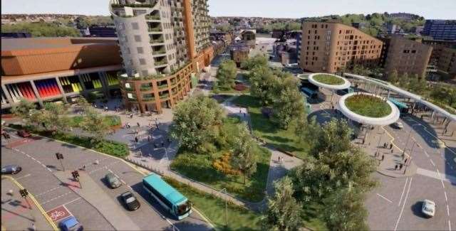 A CGI impression of the public realm improvements as part of the Mountbatten House and Chatham Waterfront developments. Picture: Medway Development Company