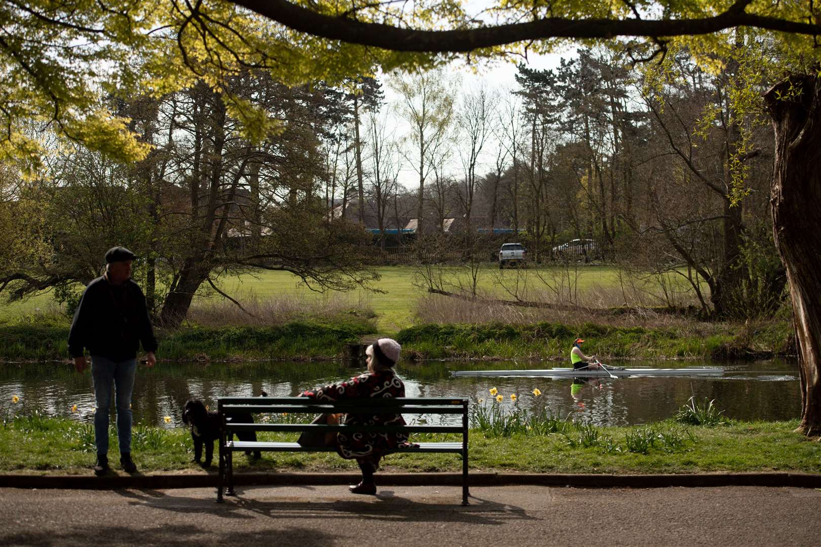 A rower glides along the Avon (Jacob King/PA)