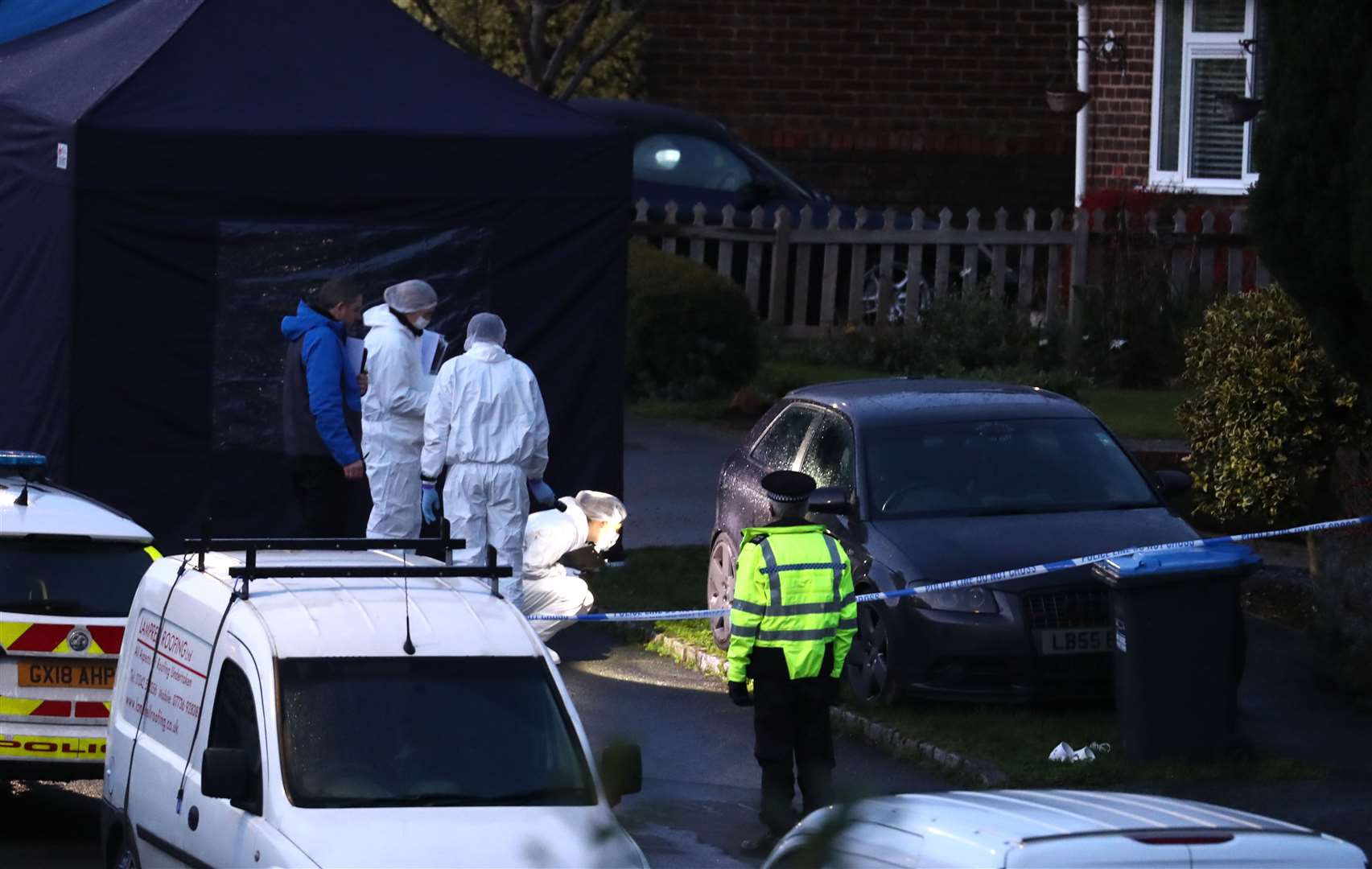 Police forensics officers Hazel Way, Crawley Down (Gareth Fuller/PA)