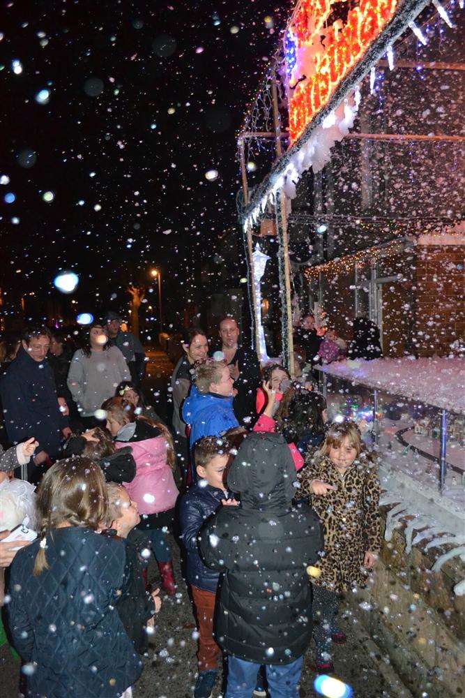 Snow, sparkle and Santas galore attract the crowds to Rick Marsh's spectacular display at his Margate home.