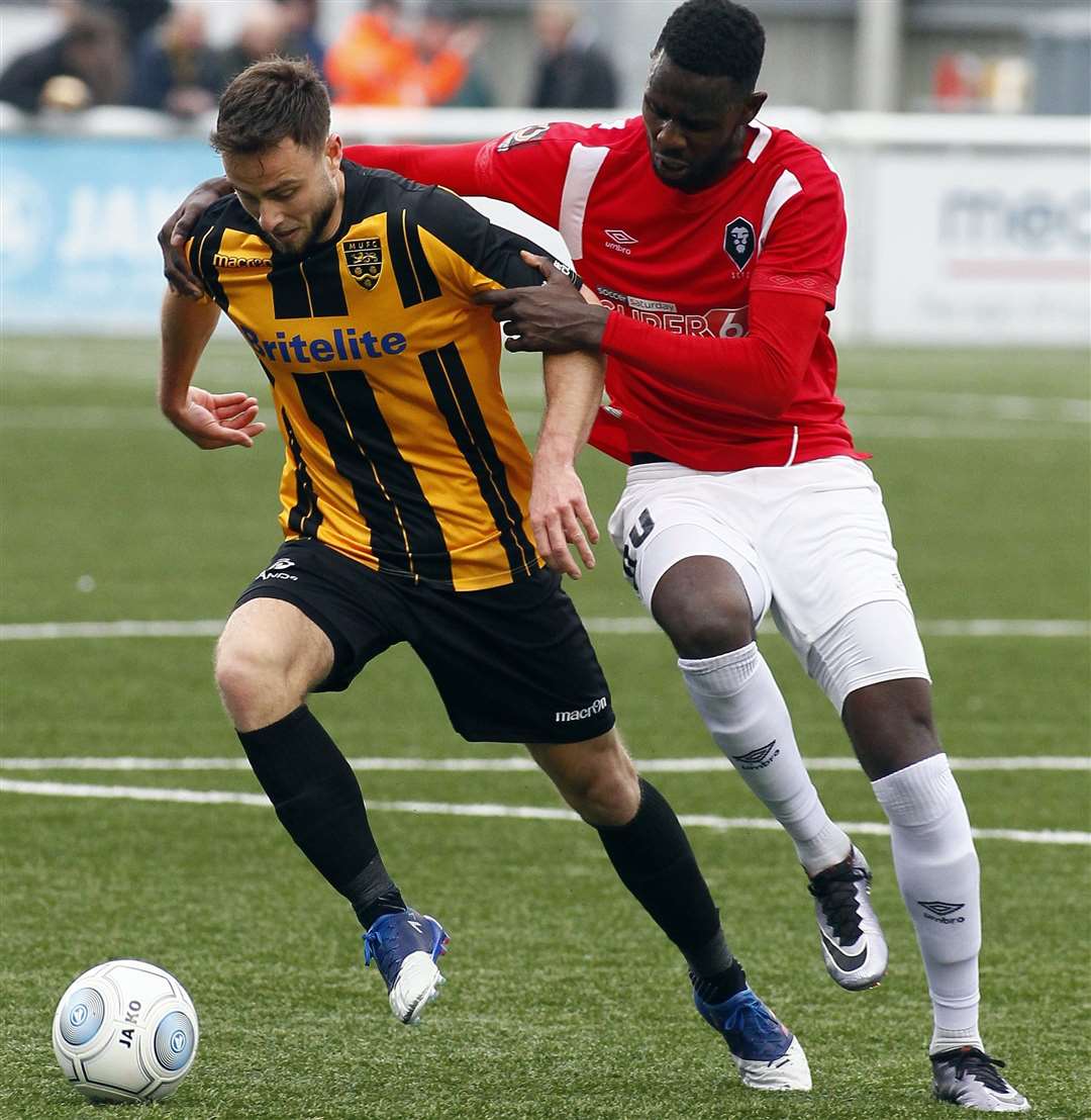 Josh Taylor gets at the Salford defence during Saturday's game at the Gallagher Picture: Sean Aidan