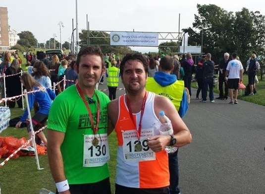 Stephen and Mark at the Folkestone 2013 half marathon