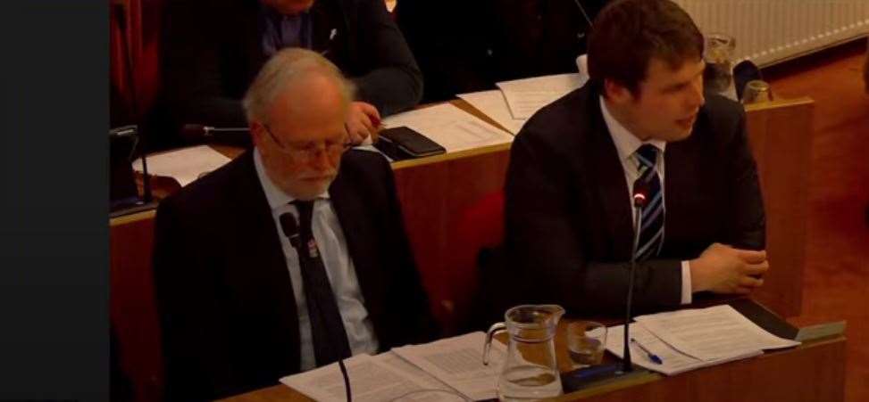 Cllr Martin Coffin and Cllr Matt Boughton at the budget meeting