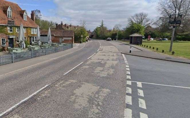 The small sinkhole formed on the A28 in High Halden. Stock picture