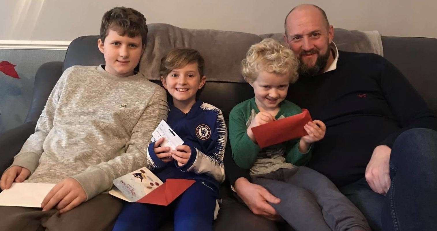 Archie, Humphrey and Pip with their father Robin