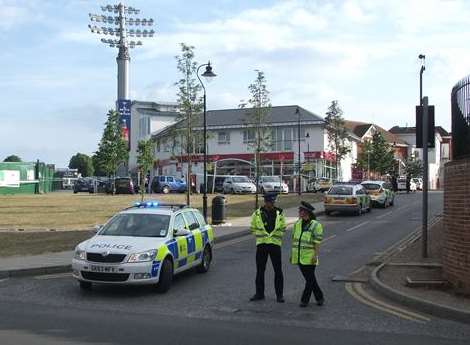 Scene of crash near St Lawrence ground after Kent v Australia match