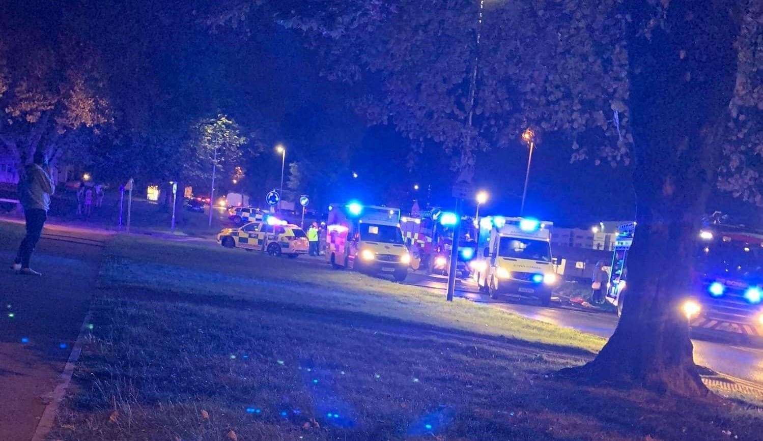 The scene of the crash which happened at the mini roundabout opposite MEMs in Twydall. Picture: Jamie Baird