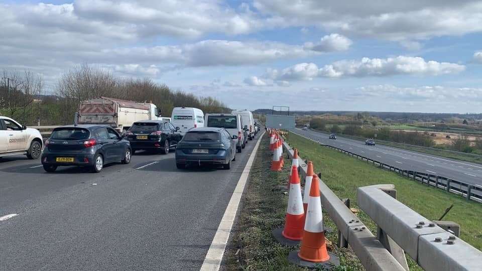 M20 closed between junction 8 for Maidstone services and junction