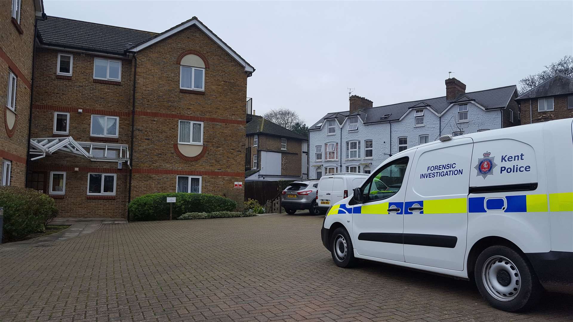 Forensics at Kentish Court, off London Road, Maidstone, at the time of the murder