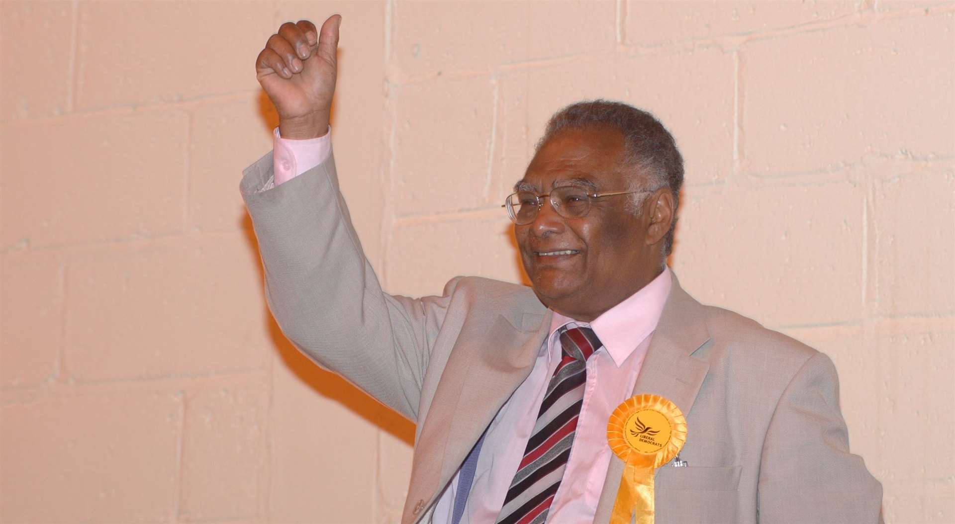 George Koowaree celebrating his win in the Ashford Elections in 2005. Picture: Dave Downey