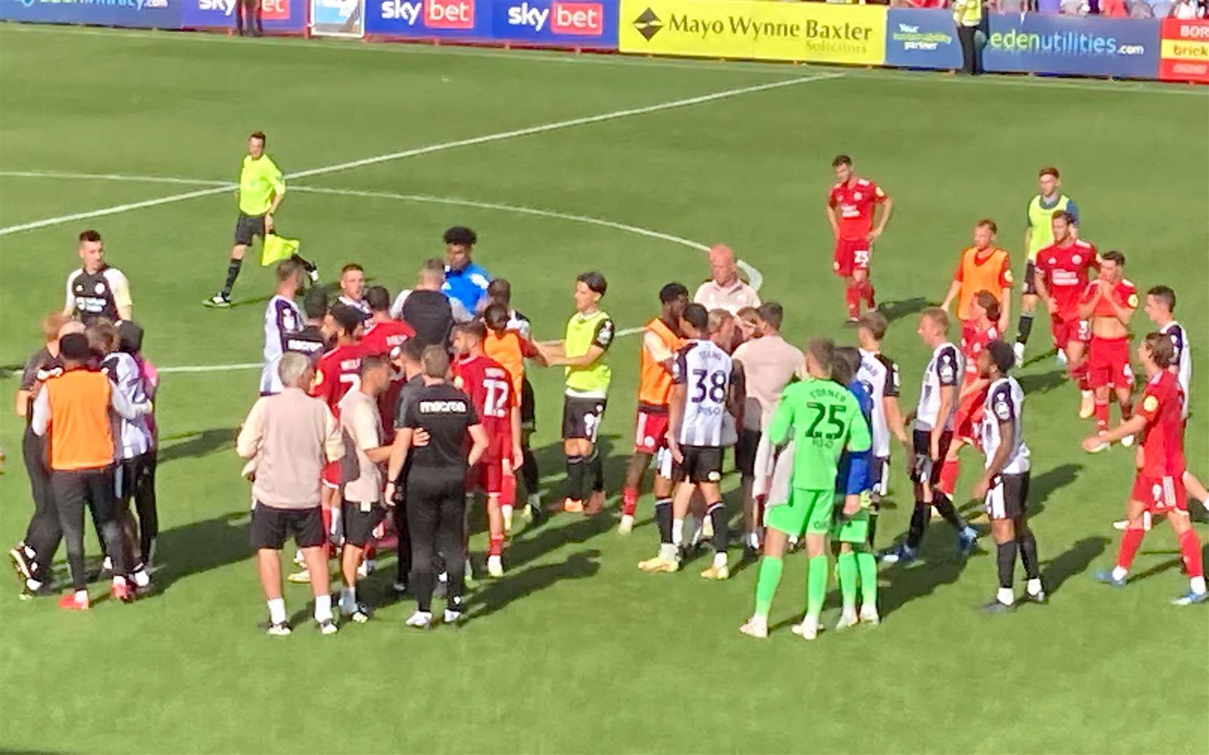 Post-match confrontation after Gillingham win 1-0 at Crawley