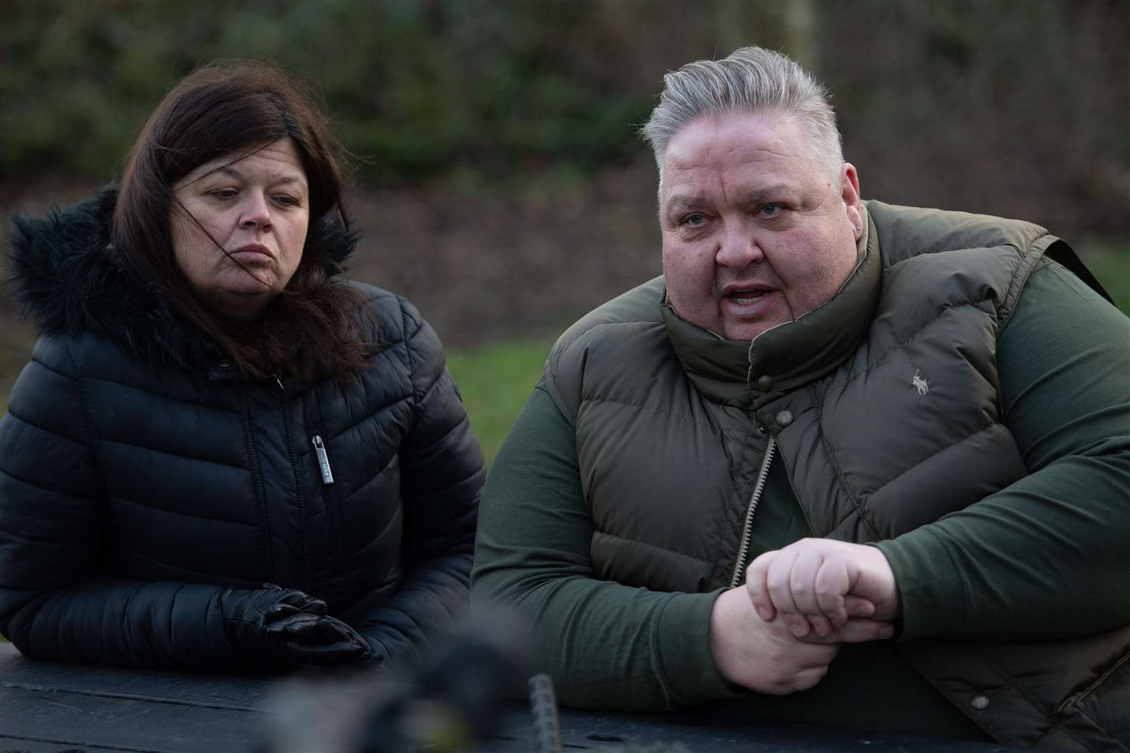 The parents of Ben Gillham-Rice, Suzanne Gillham and Jason Rice (Jacob King/PA)