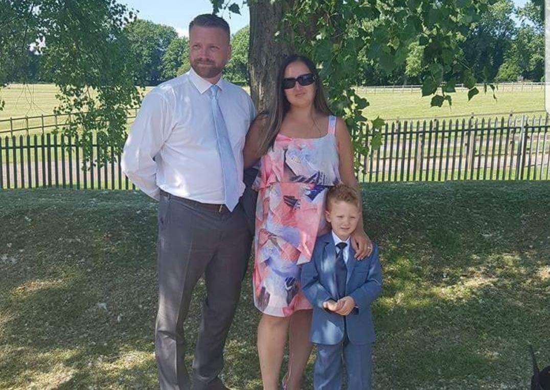 Sam Potts with her husband Adam, and son Ashton