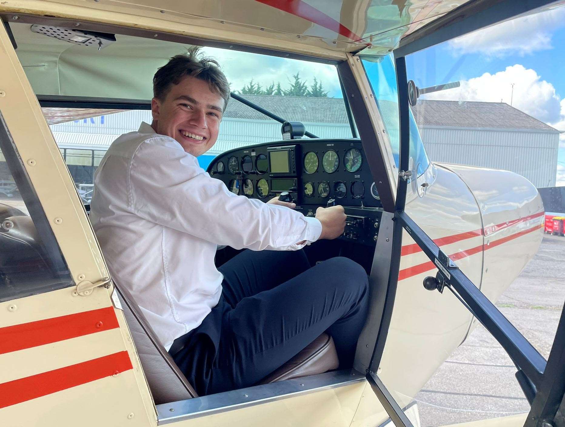 Reporter Joe Crossley had a go at flying a plane from Rochester Airport