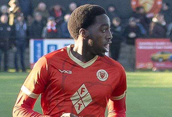 Ronald Sithole - scored a hat-trick for Whitstable on Saturday. Picture: Les Biggs