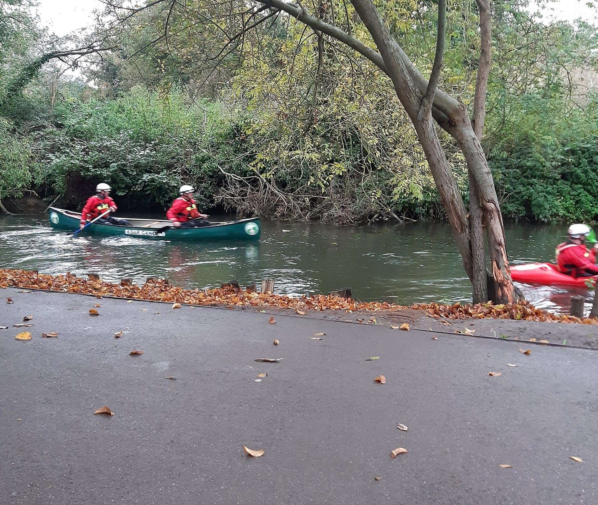 Search and rescue teams were seen in the Fordwich area of Canterbury amid the search for a missing man