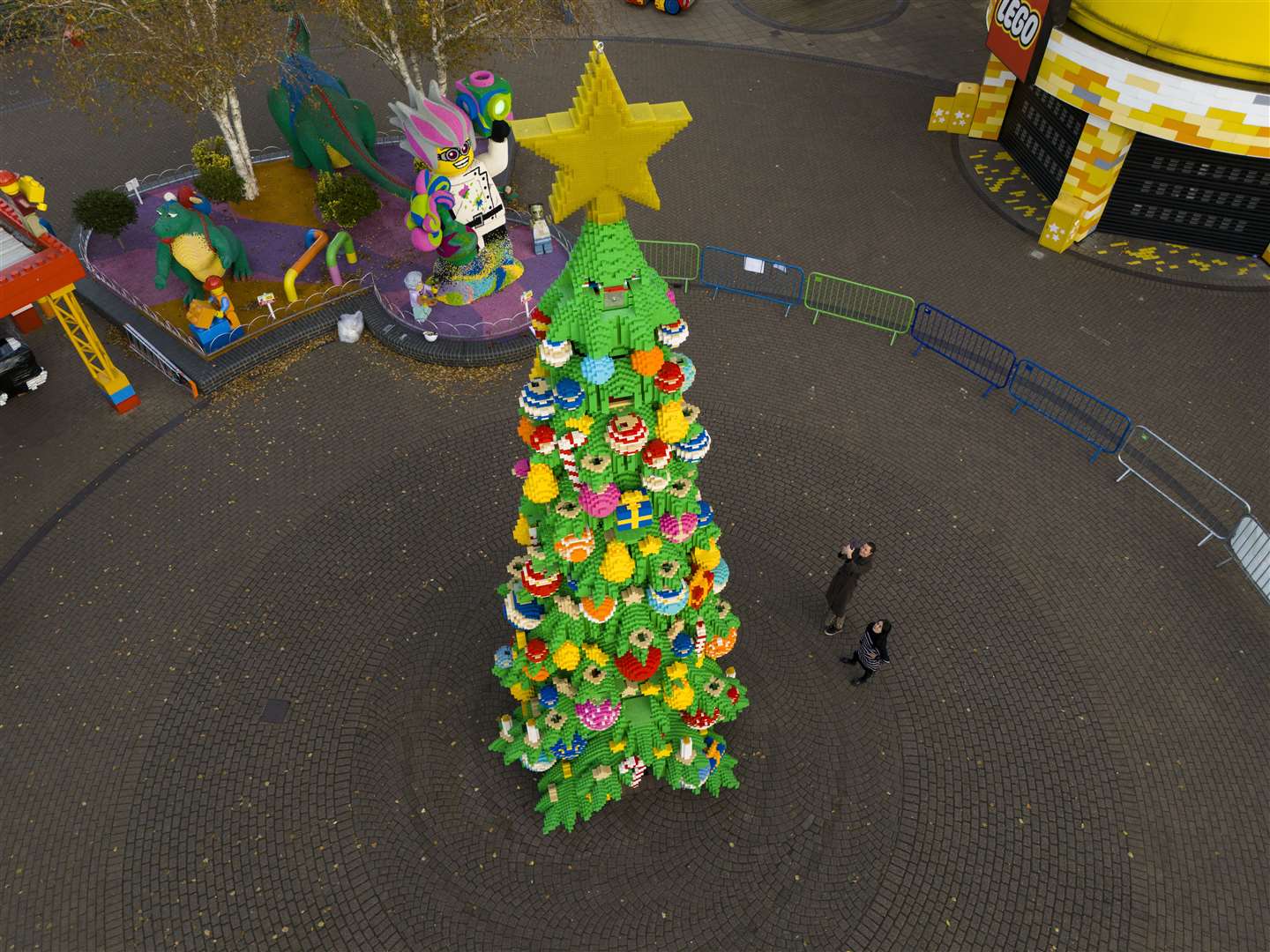 Model makers created a 33ft tall Christmas tree at the Legoland Windsor Resort in Berkshire (Jordan Pettitt/PA)