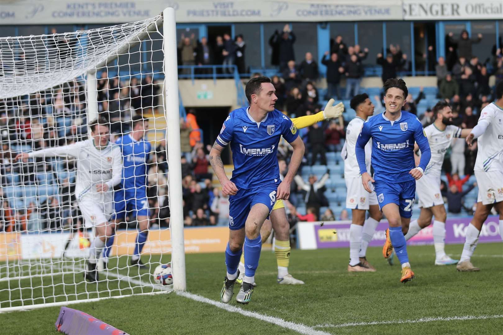 Shaun Williams heads home for the Gills against Tranmere