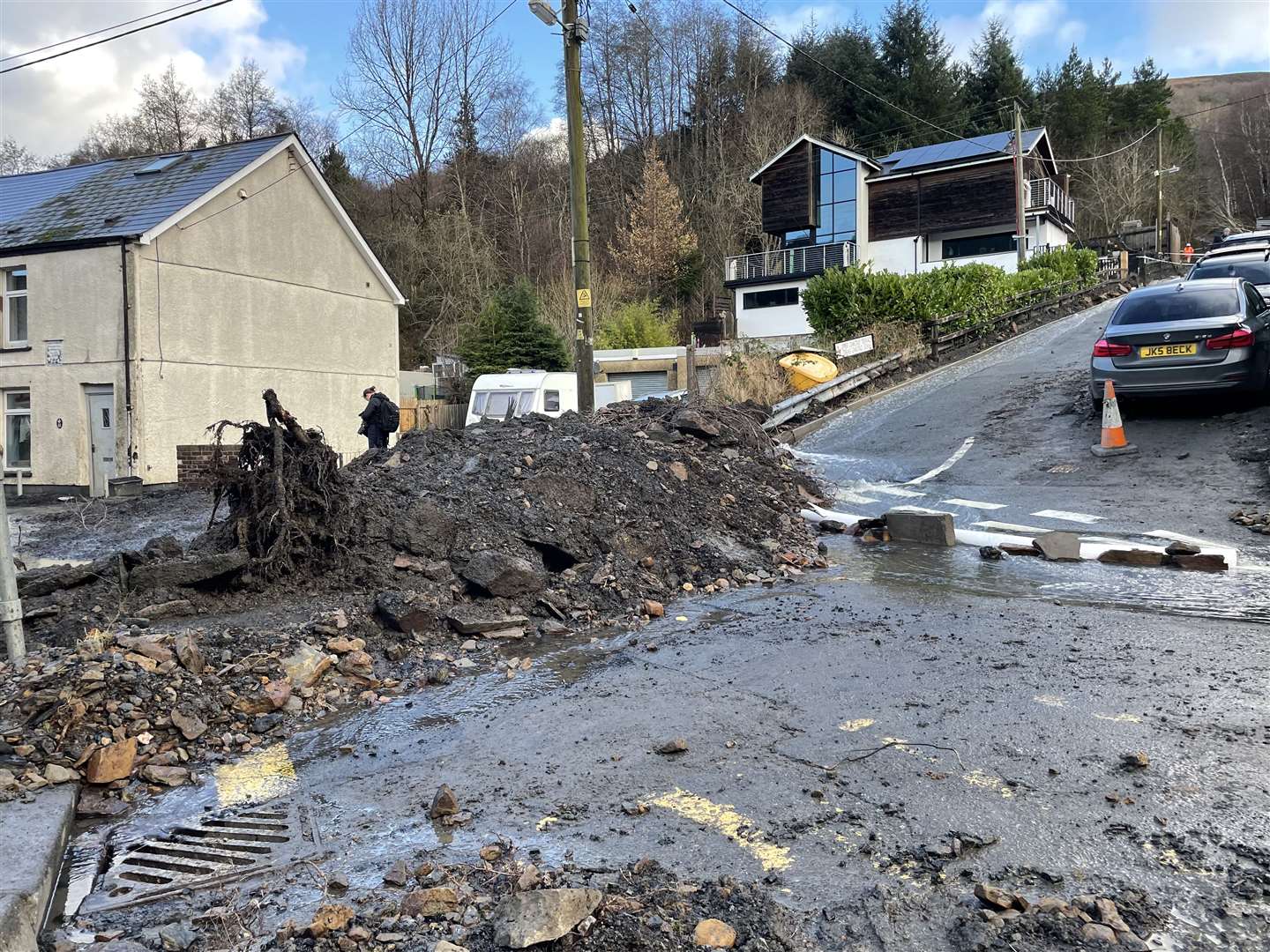 Woodland Terrace in Cwmtillery, where homes were hit by a mudslip (George Thompson/PA)