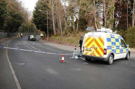 Police closed St Stephen's Hill, Canterbury after a female pedestrian was killed in a collision with a car