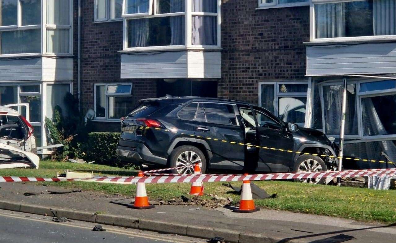 A car has smashed into the front of a house in Goldsel Road, Swanley - but police have not been able to confim whether the incidents are connected. Picture: Alicja Drwięga