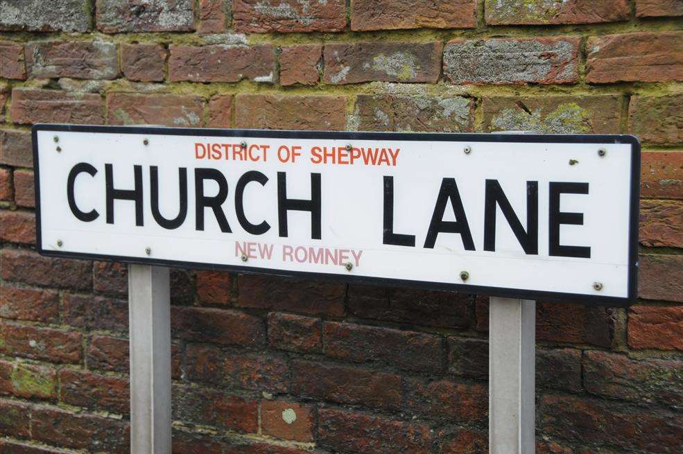 Church Lane, New Romney, where dumped animal bones were found.