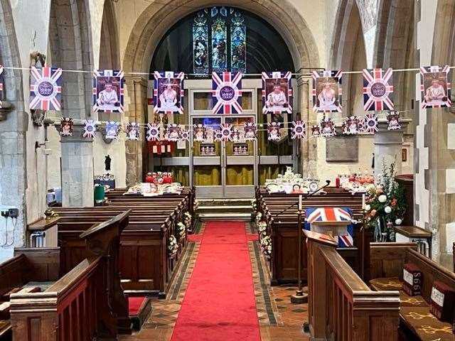 Borden church display of more than 1,500 items of royal memorabilia collected by Chris Andrews over 45 years to celebrate The Queen's Platinum Jubilee. Picture: Fr Robert Lane