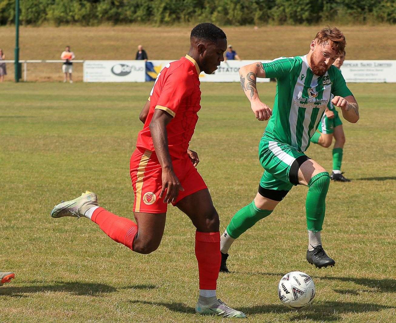 Whitstable summer signing Marvin Herschel runs down the wing. Picture: Les Biggs