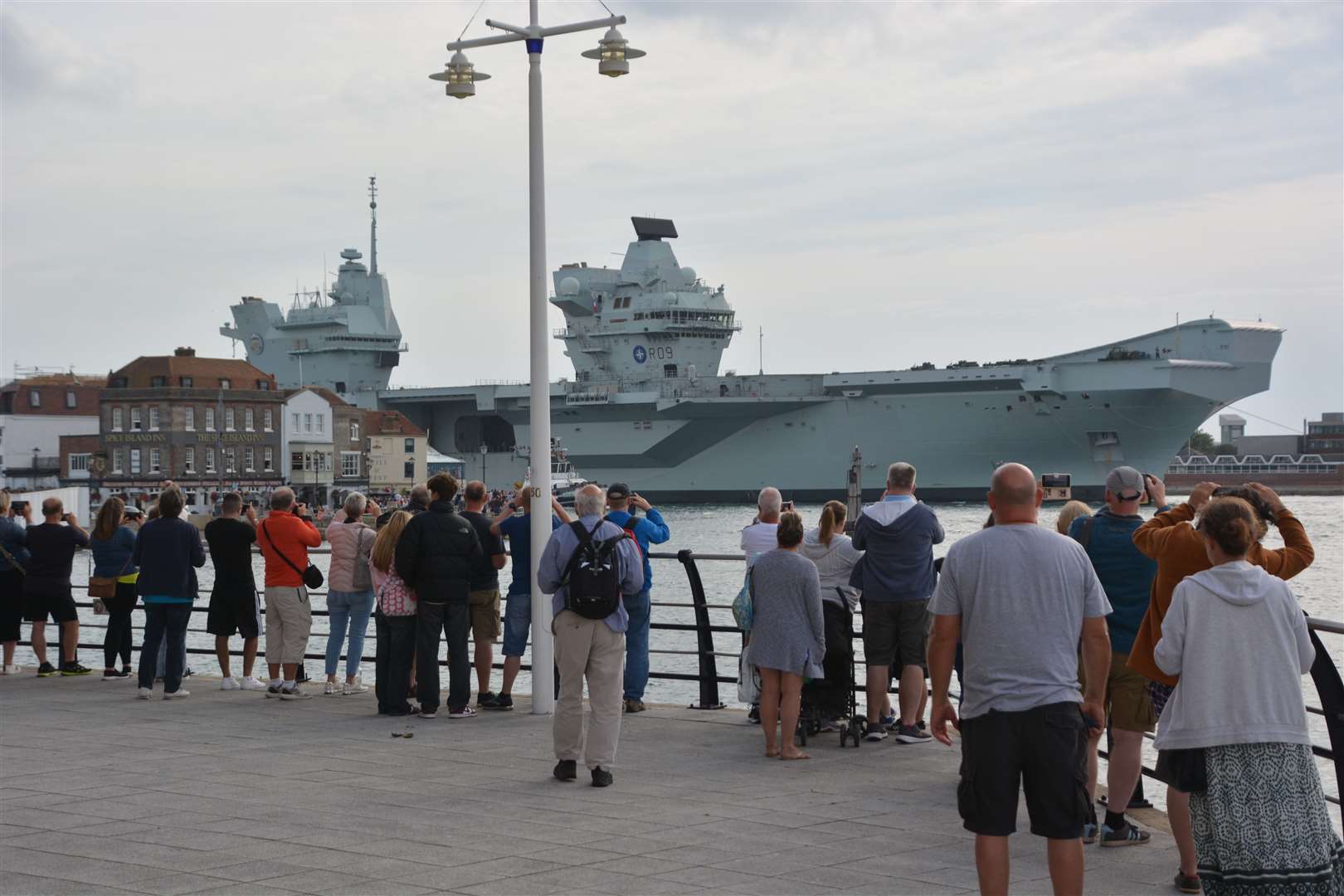 Royal Navy aircraft carrier HMS Prince of Wales returns to Portsmouth Naval Base after breaking down off the Isle of Wight (Ben Mitchell/PA Wire)