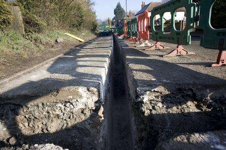 Water mains works in North Street, Faversham, being carried out by South East Water