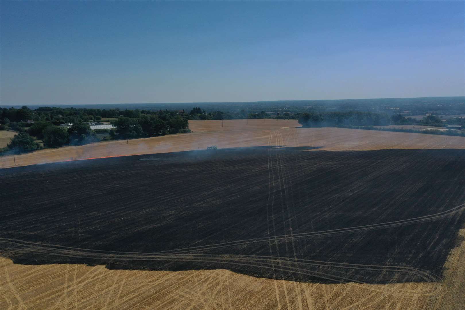 The aftermath of the large field fire in Sutton Valance near Maidstone. Picture: UKNIP