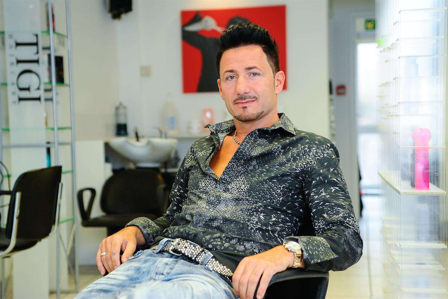 Hairdresser Marcello Marino who is preparing for two days of cut and blow drys at his Ramsgate salon in Westcliff Road in return for donations for the Pilgrims Hospice.