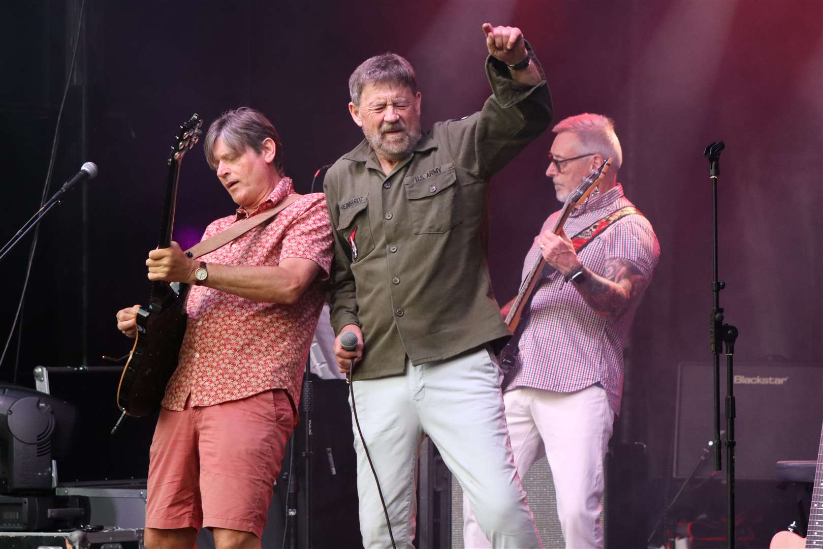 Marvellous Mo (Maurice Dunk) with Neil Williams, left, and bass-player Dave Curling of the Backline Ferrets at Groovy Fest 3