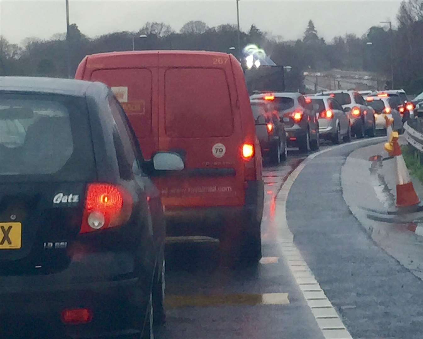 Traffic queueing on the A21 at Pembury. Stock pic