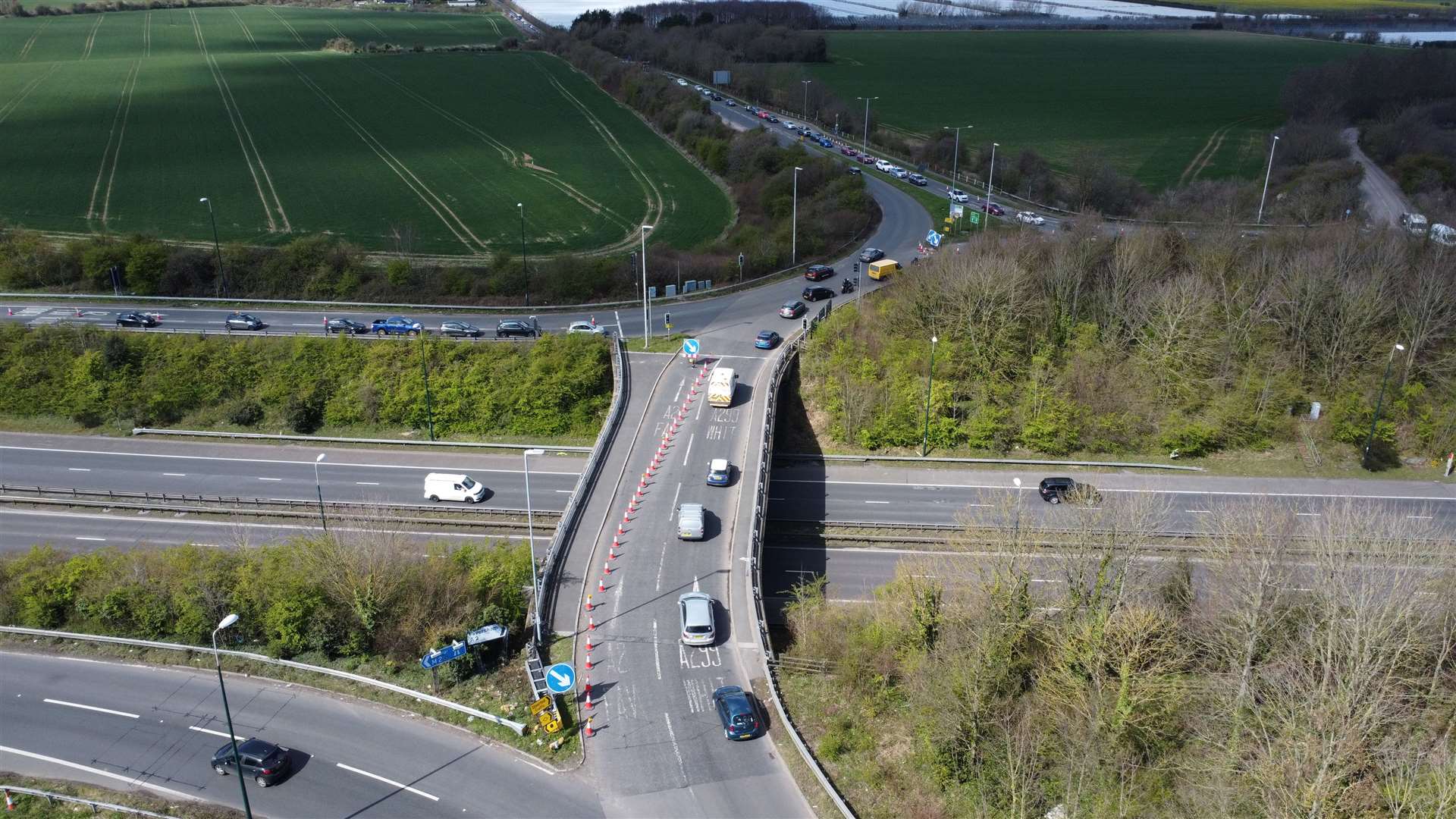 The roadworks are between Brenley Corner, pictured, and junction 5 for Sittingbourne. Picture: Barry Goodwin