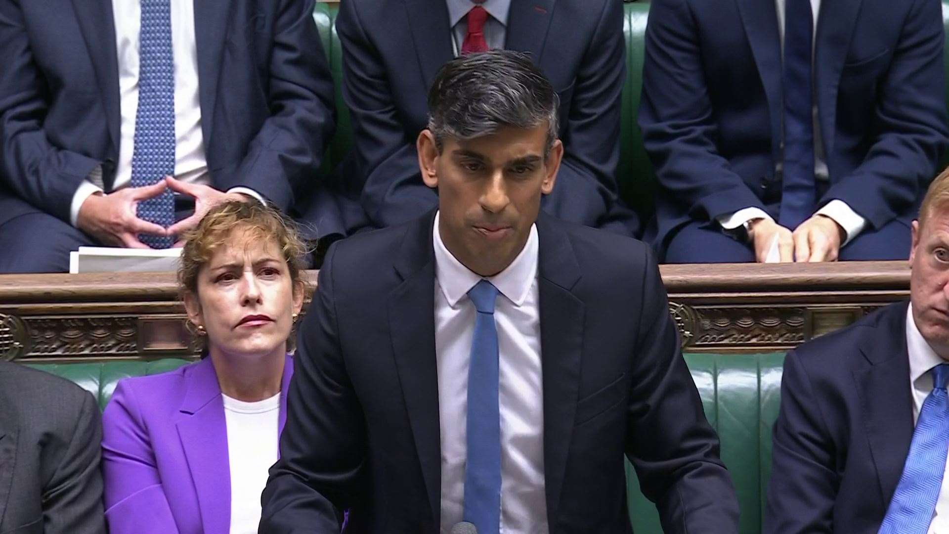 Conservative Party leader Rishi Sunak speaking during Prime Minister’s Questions in the House of Commons (House of Commons/UK Parliament/PA)