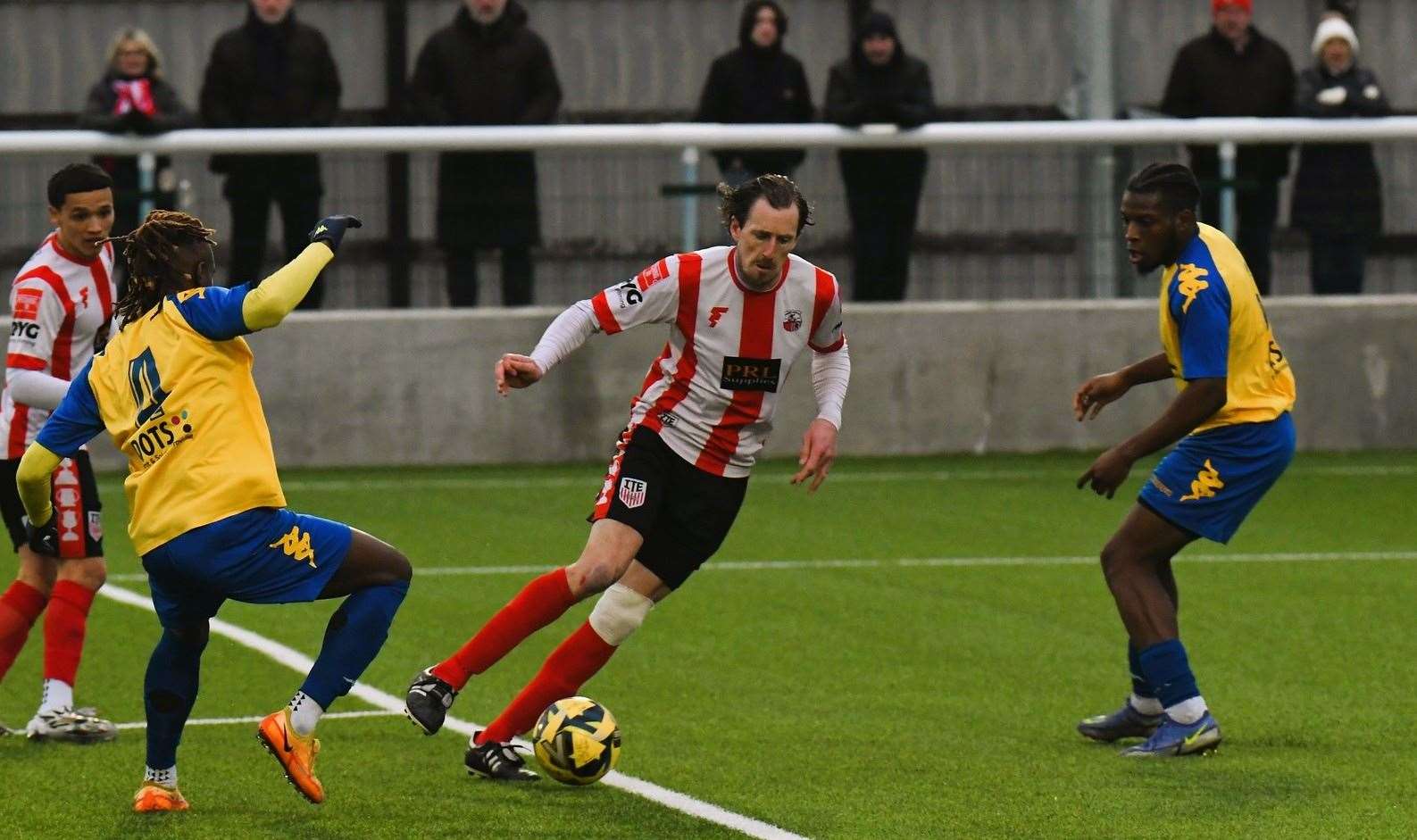 Player-boss Jack Midson in action for Sheppey in Saturday's 2-2 draw against Faversham. Picture: Marc Richards