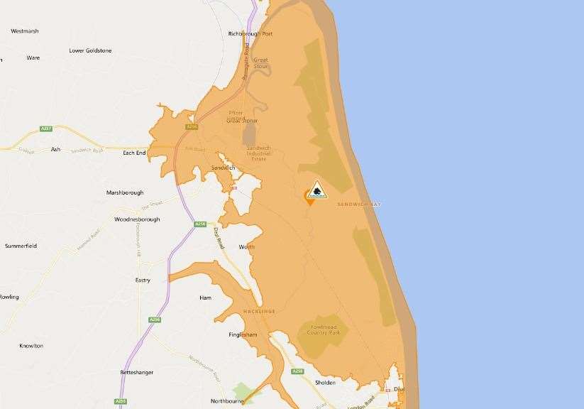 Floods could reach far inland, with forecasts suggesting Fowlmead Country Park could even be affected. Picture: Flood information service