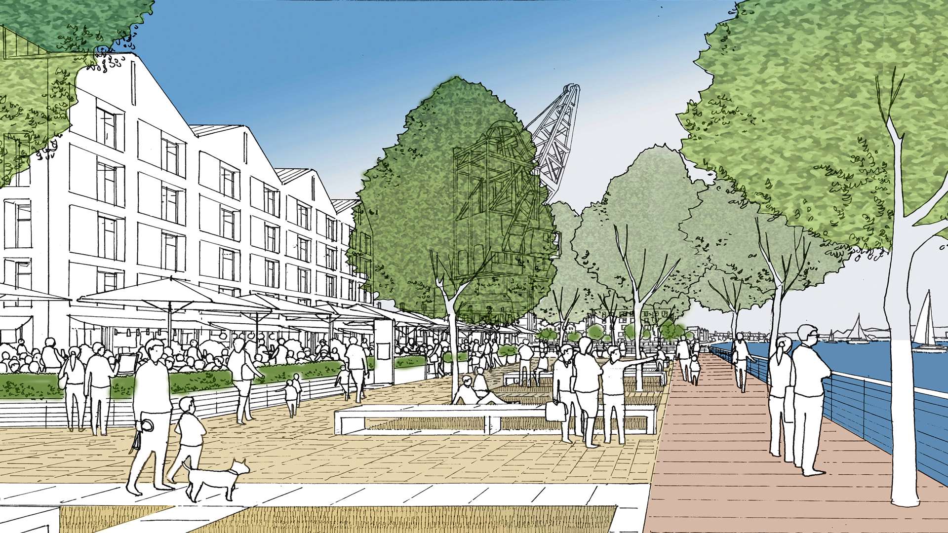 An artist impressions of Blue Boar Wharf, part of Rochester Riverside