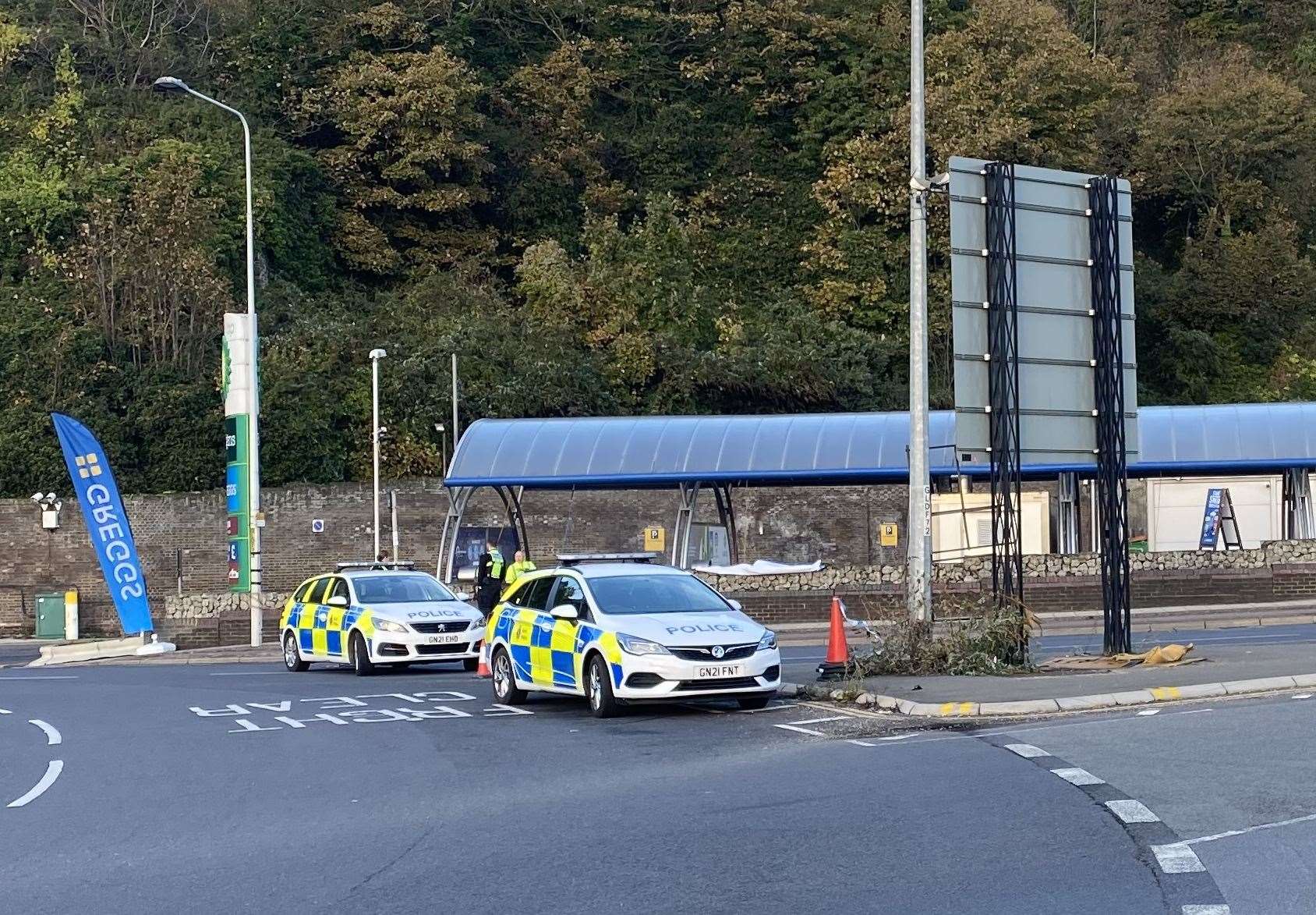 Police blocked a section of the A20 going to central Dover